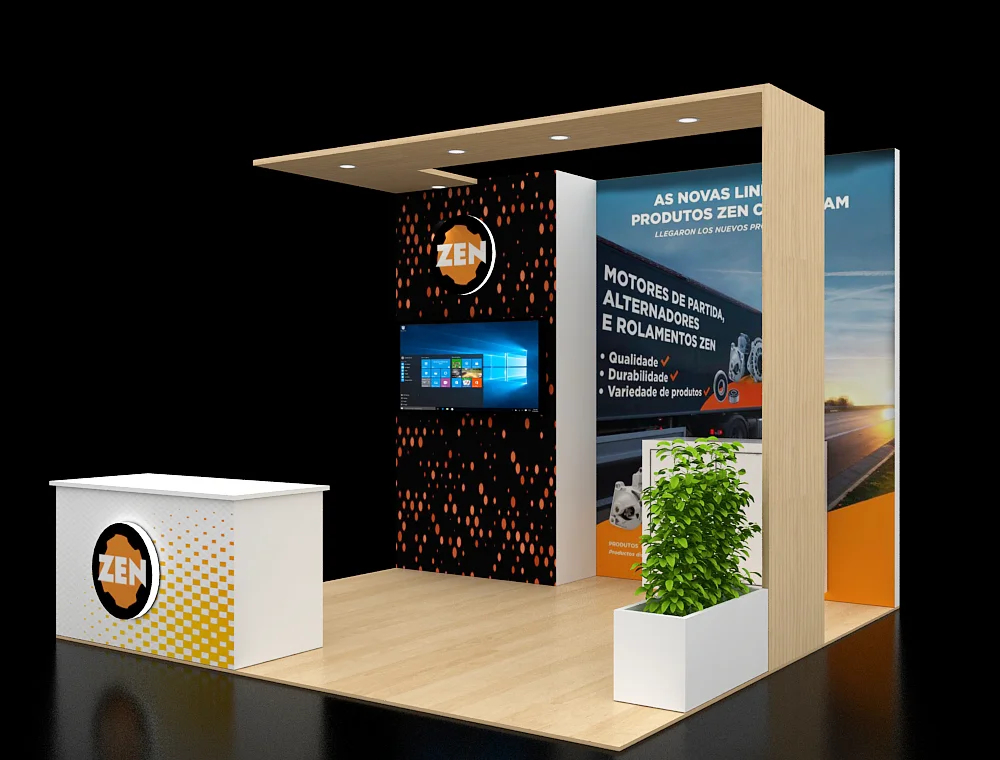 Exhibit stand 10x10 with dual side counters